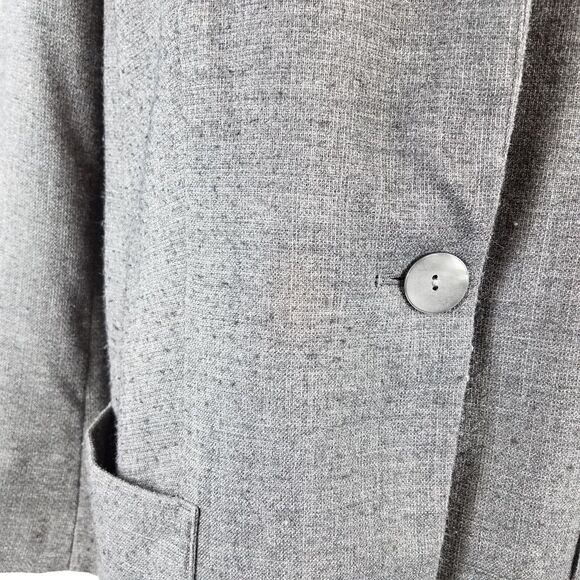 J. Jill Oversize Blazer Jacket One Button Notched Collar Gray Tweed Size Large - Picture 5 of 9